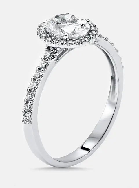 1.33 cts Oval Lab Grown Diamond 14K White Gold Ring Size 55