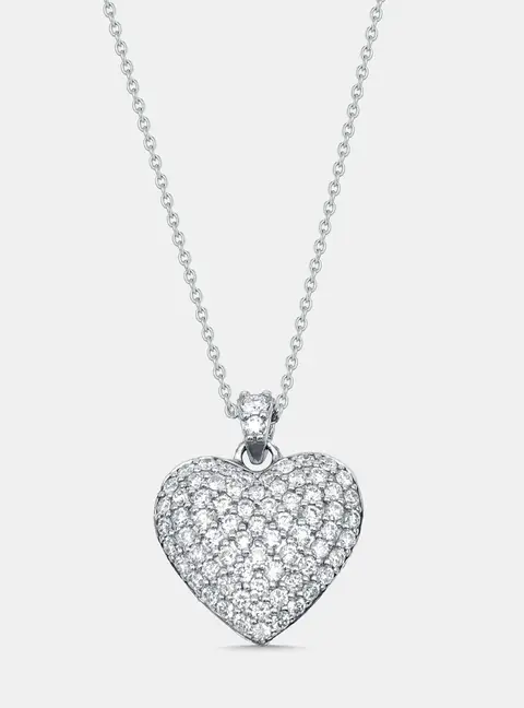 0.79 cts Round Lab Grown Diamond 14K White Gold Pendant Necklace
