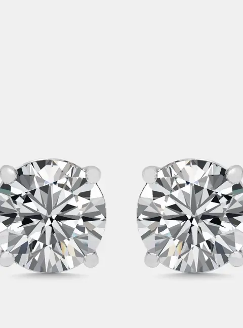2.90 cts Round Lab Grown Diamond 18K White Gold Earrings