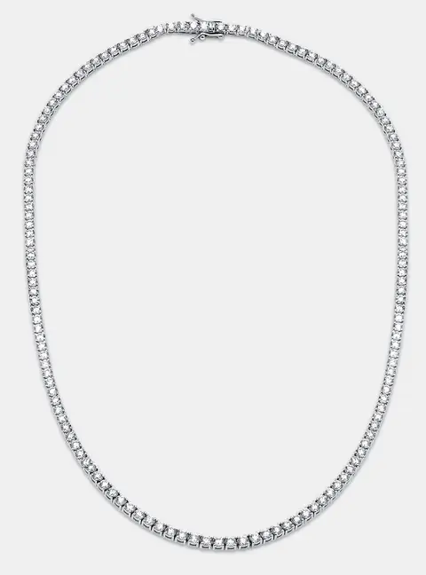 10 cts Round Lab Grown Diamonds Sterling Silver 925 Necklace