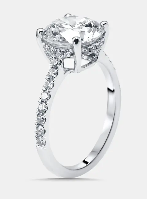 3.5 cts Round Lab Grown Diamonds 18k White Gold Ring Size 52