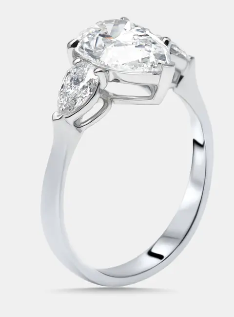 2.5 cts Pear Lab Grown Diamonds 18k White Gold Ring Size 53