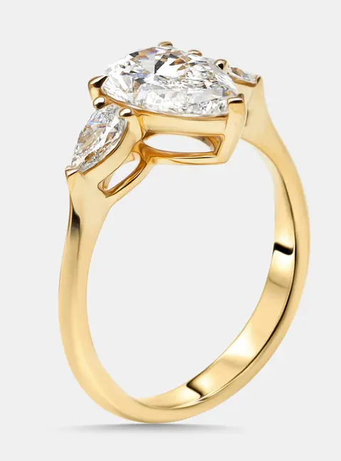 2 cts Pear Lab Grown Diamonds 18k Yellow Gold Ring Size 53