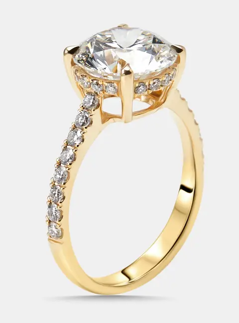 3.5 cts Round Lab Grown Diamonds 18k Yellow Gold Ring Size 54