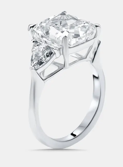 8 cts Cushion, Trillion Lab Grown Diamonds 18k White Gold Ring Size 54