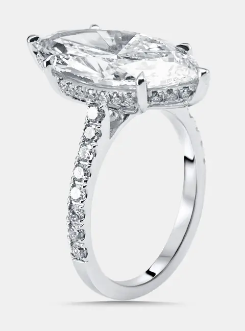 6 cts Marquise, Round Lab Grown Diamonds 18k White Gold Ring Size 54