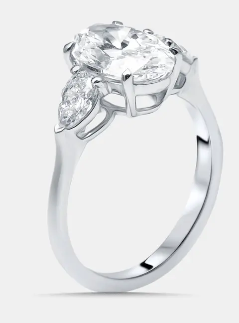 2.5 cts Oval, Pear Lab Grown Diamonds 18k White Gold Ring Size 54