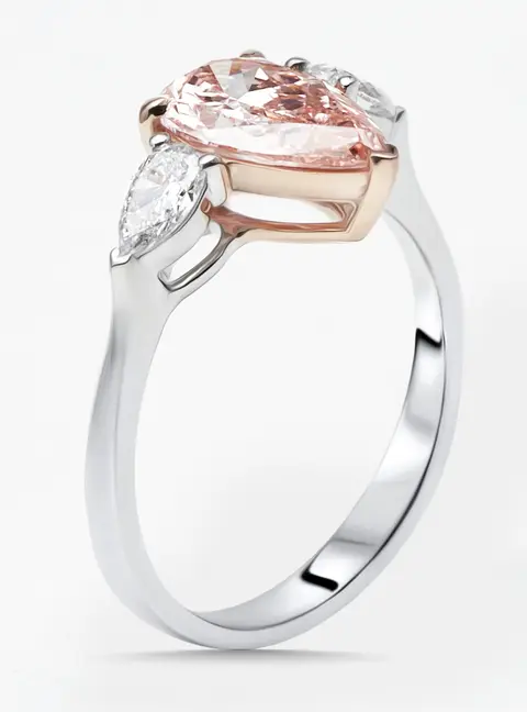 1.9 cts Pear Lab Grown Diamonds 18k Two Tone Gold Ring Size 53