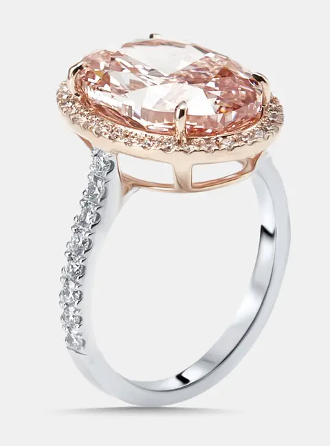 7.5 cts Oval, Round Lab Grown Diamonds 18k Two Tone Gold Ring Size 52