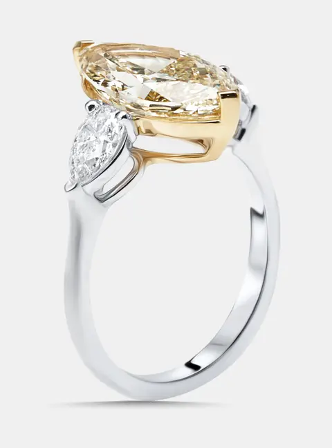 3.7 cts Marquise, Pear Lab Grown Diamonds 18k Two Tone Gold Ring Size 51