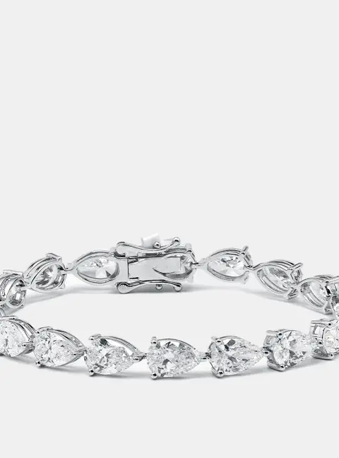 19.5 cts Pear Lab Grown Diamonds 18k White Gold Bracelet