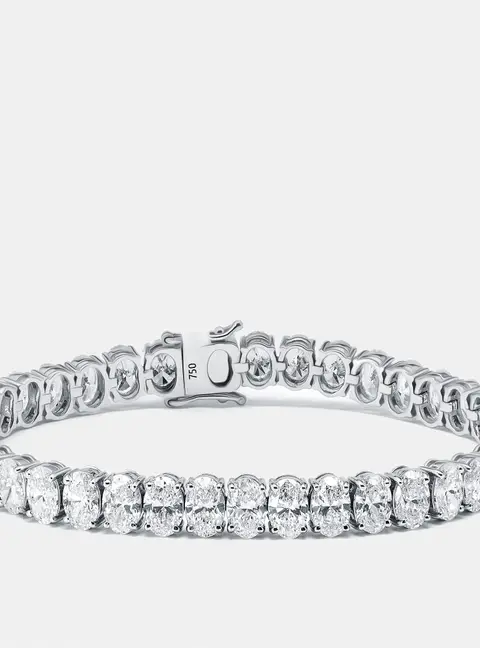 16 cts Oval Lab Grown Diamonds 18k White Gold Tennis Bracelet