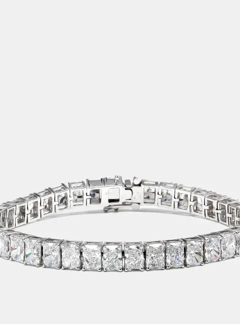 19.5 cts Radiant Lab Grown Diamonds 18k White Gold Bracelet