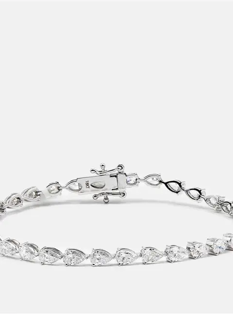 6 cts Pear Lab Grown Diamonds 18k White Gold Tennis Bracelet