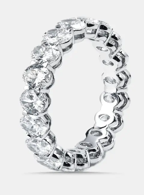 3.8 cts Oval Lab Grown Diamonds 18k White Gold Ring Size 51