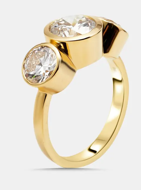4 cts Round Lab Grown Diamonds 14k Yellow Gold Ring Size 54