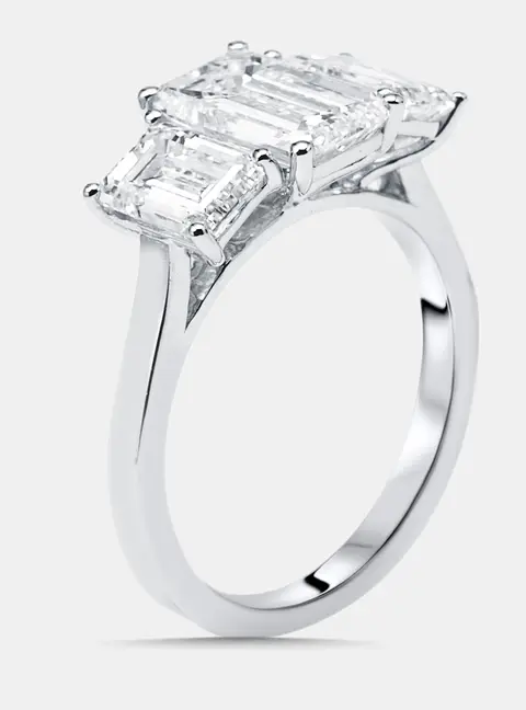 4 cts Emerald Lab Grown Diamonds 14k White Gold Ring Size 51