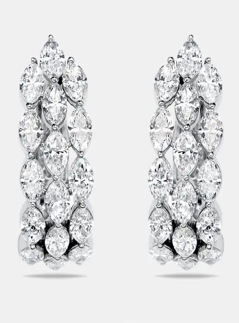 2 cts Marquise Lab Grown Diamonds 18k White Gold Earrings