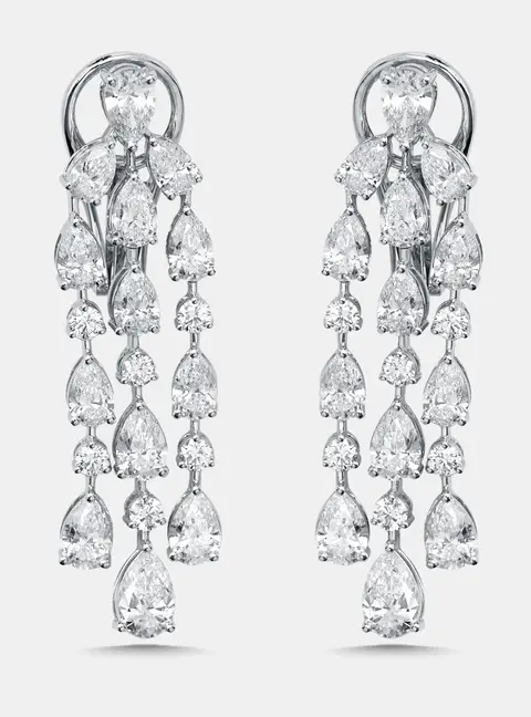 8.5 cts Pear, Round Lab Grown Diamonds 18k White Gold Earrings