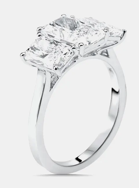 4 cts Radiant Lab Grown Diamonds 14k White Gold Ring Size 52
