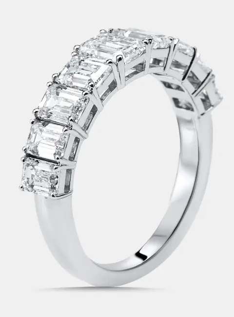 2.5 cts Emerald Lab Grown Diamonds 18k White Gold Ring Size 53