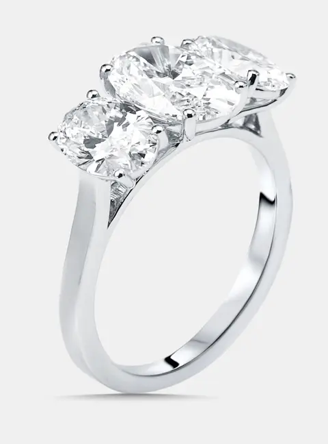 4 cts Oval Lab Grown Diamonds 14k White Gold Ring Size 53