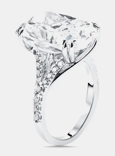 12.5 cts Radiant, Round Lab Grown Diamonds 18k White Gold Ring Size 53