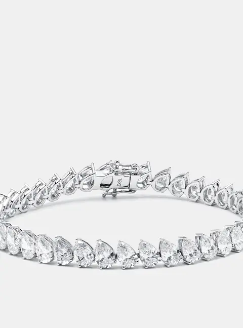 13.5 cts Pear Lab Grown Diamonds 18k White Gold Bracelet