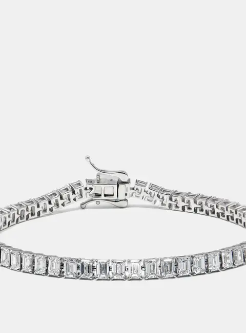 11 cts Emerald Cut Lab Grown Diamonds 18k White Gold Bracelet