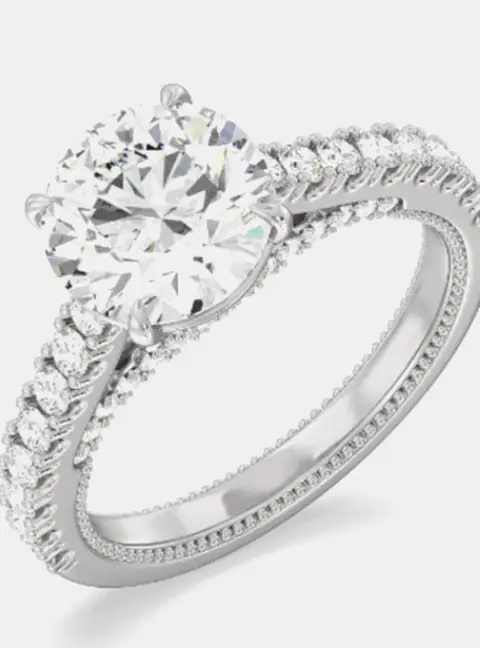 1.80 cts Round Lab Grown Diamond 14k White Gold Wedding Ring US 7