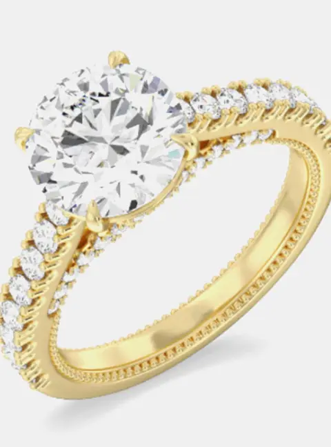 1.80 cts Round Lab Grown Diamond 14k Yellow Gold Wedding Ring US 6