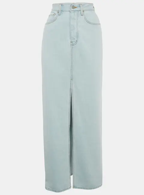 The Frankie Shop Blue Denim Slit Detail Maxi Skirt S