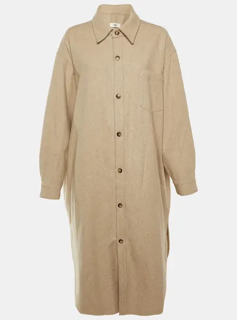 The Frankie Shop Beige Wool Blend Long Shaula Coat M