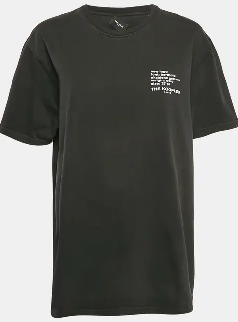 The Kooples Black Logo Print Jersey Crew Neck T-Shirt L