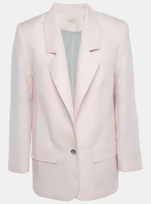 The Mannei Pink Linen Single Breasted Oversized Volterra Blazer S