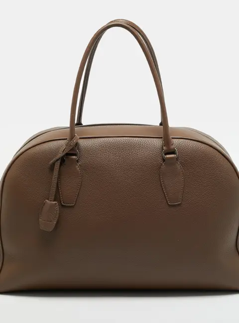 The Row India 15.75 Dark Olive Leather Satchel