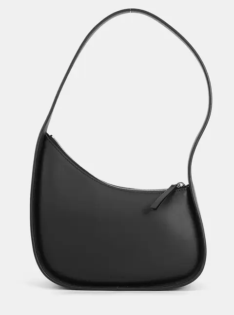 The Row Half Moon Small Black Calfskin Leather Shoulder Bag
