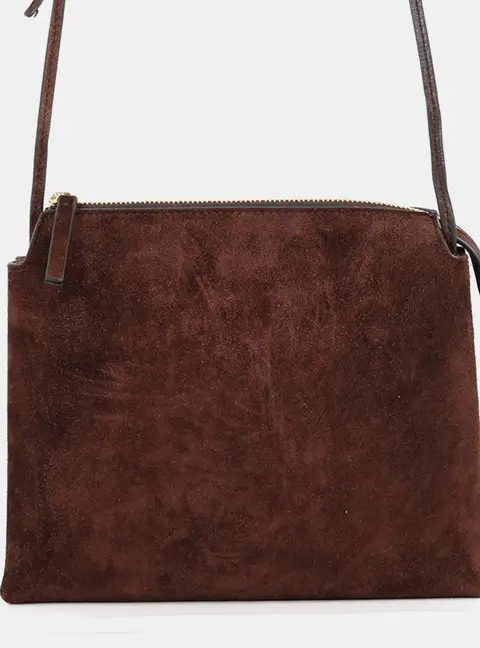 The Row Twin Mini Bag Brown Suede Leather Shoulder Bag