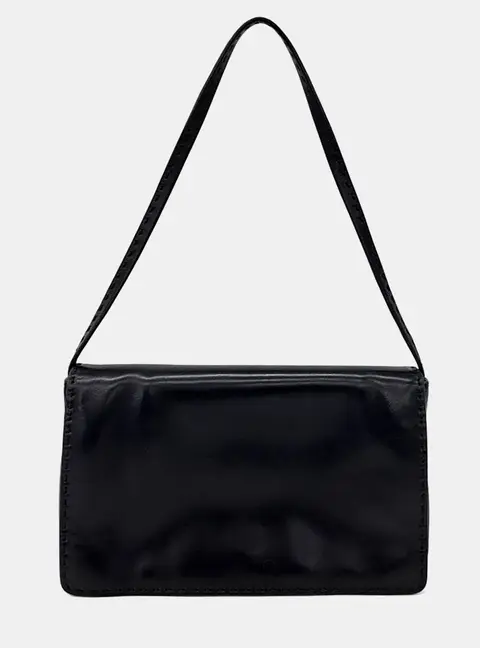 The Row The Low Nuance Black Leather Shoulder Bag