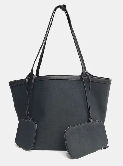 The Row Park Tottenham Black Fabric Leather Tote Bag