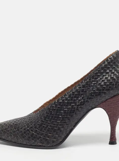 The Row Charlotte Size 41 Black/Burgundy Intrecciato Leather Pumps