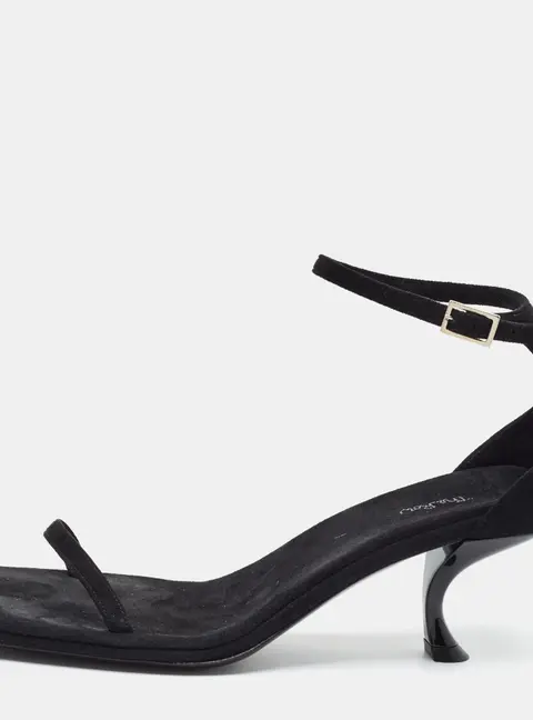 The Row Size 36.5 Black Suede Ankle Strap Sandals
