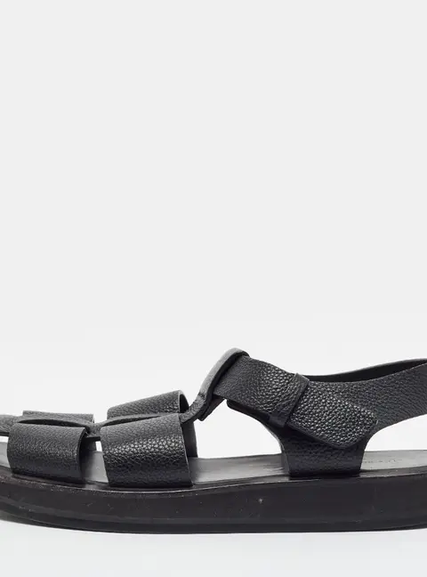 The Row Fishermen Size 39 Black Leather Ankle Strap Sandals