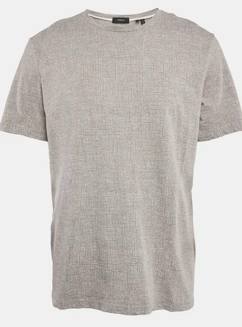 Theory Grey Thordon Basic Micro Print Jersey T-Shirt XL