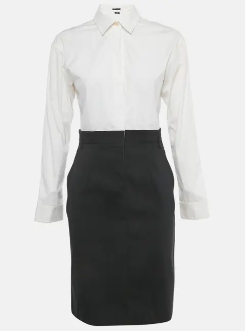 Theory Black/White Poplin Shirt Dress S