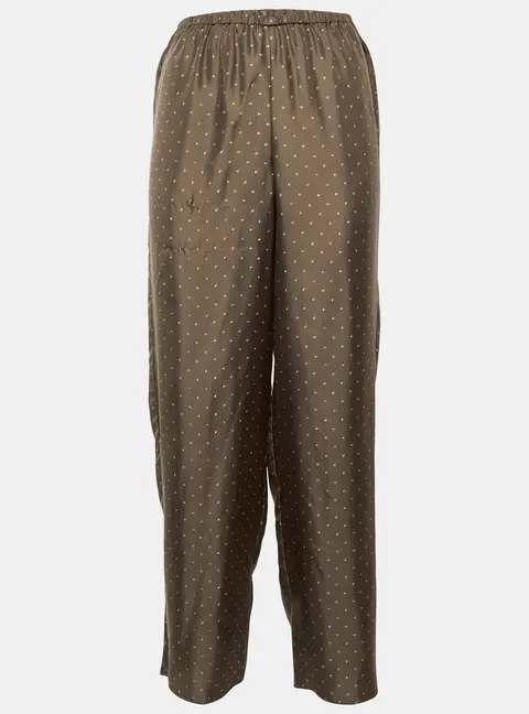 Theory Brown Overlay Dot Silk Wide Leg Pants S