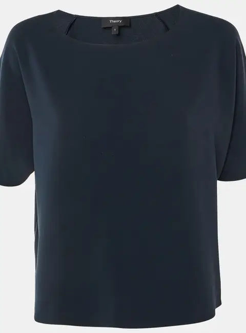 Theory Midnight Blue Crepe Raglan Sleeve Top S