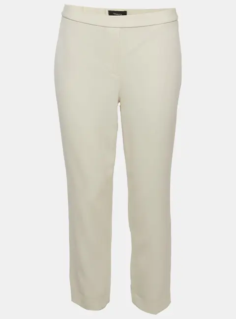 Theory Cream Textured Crepe Regular Fit Trouser XS