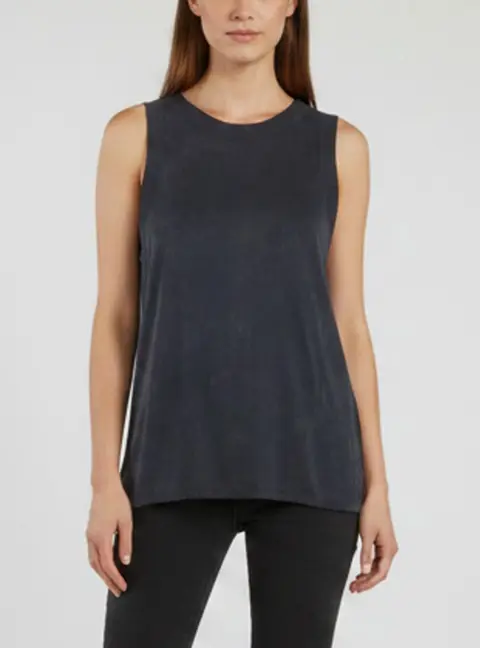 Theyskens Theory Black Jersey Fringed Sleeveless Top M