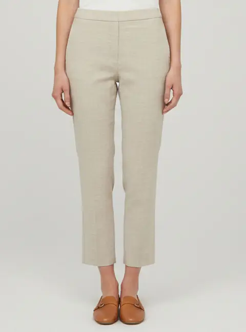 Theory Beige Linen Blend Regular Fit Pants XS